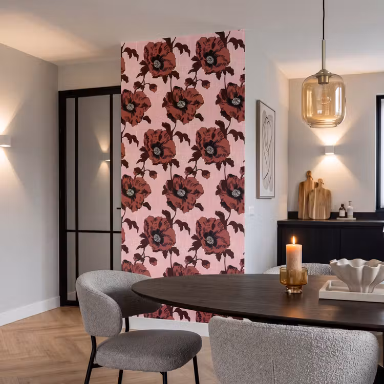 Behang - Bloemen - Retro - Rood — 5