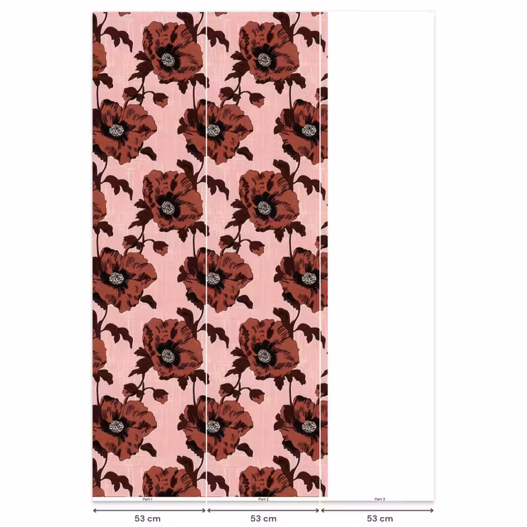 Behang - Bloemen - Retro - Rood — 6
