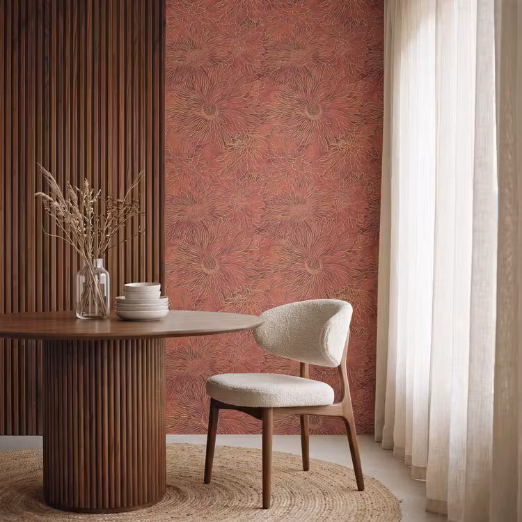 Behang - Oosters - Bloemen - Terracotta — 4