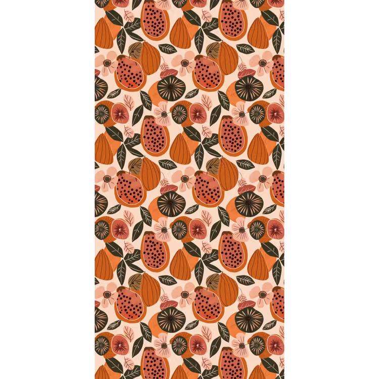 Behang - Papaja - Bloesem - Oranje — 2