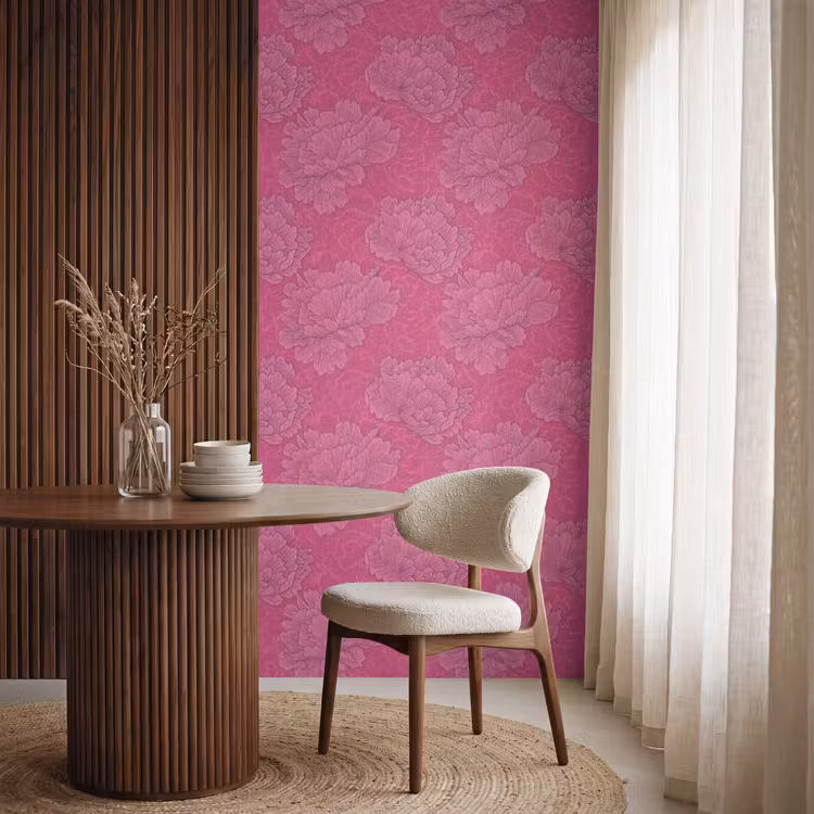 Behang - Pioenrozen - Energiek - Roze — 4