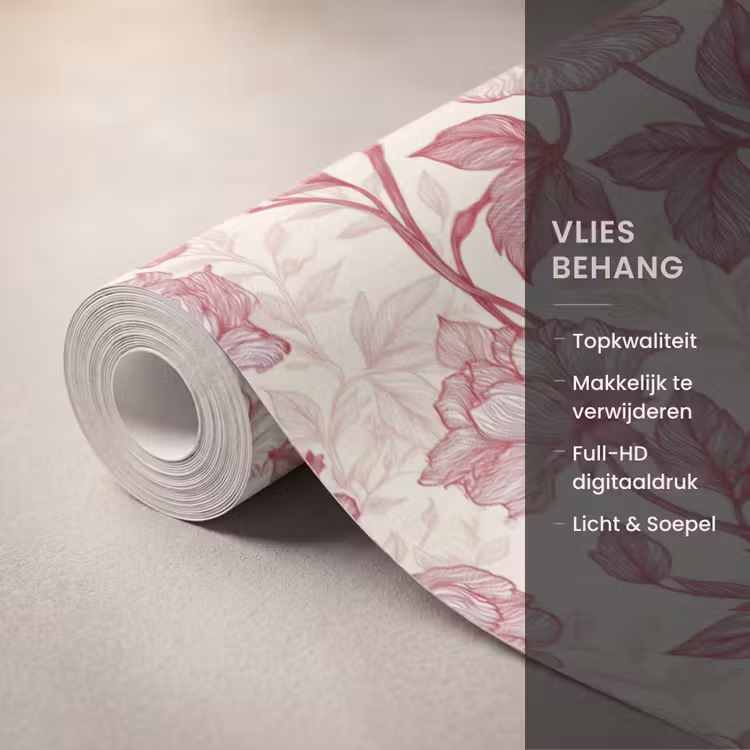 Behang - Pioenrozen - Modern - Rood β 3