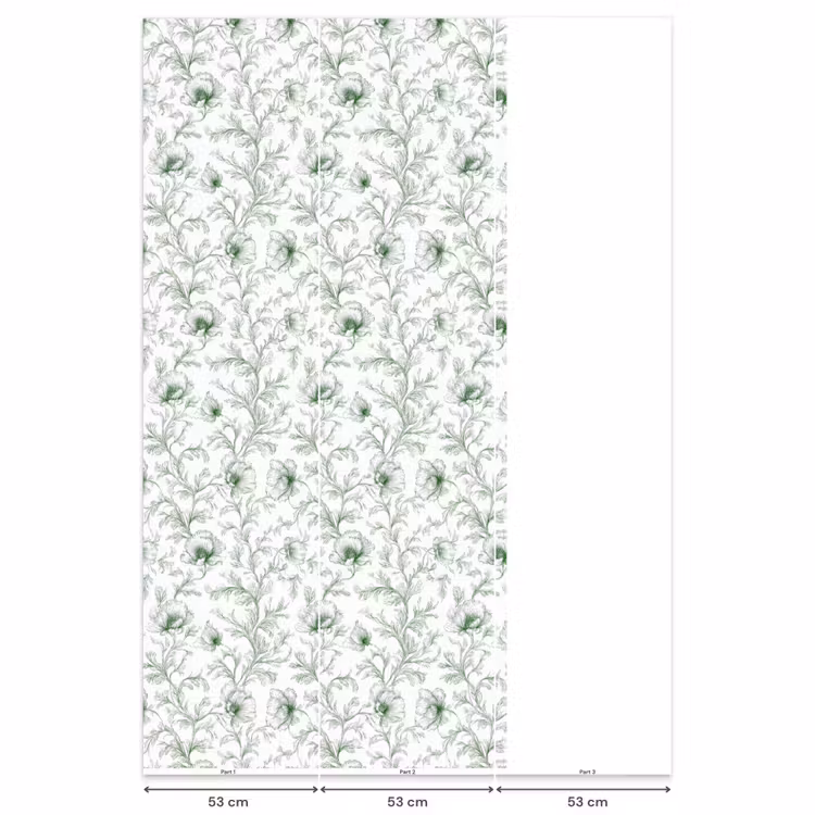 Behang - Bloemen - Getekend - Groen — 6