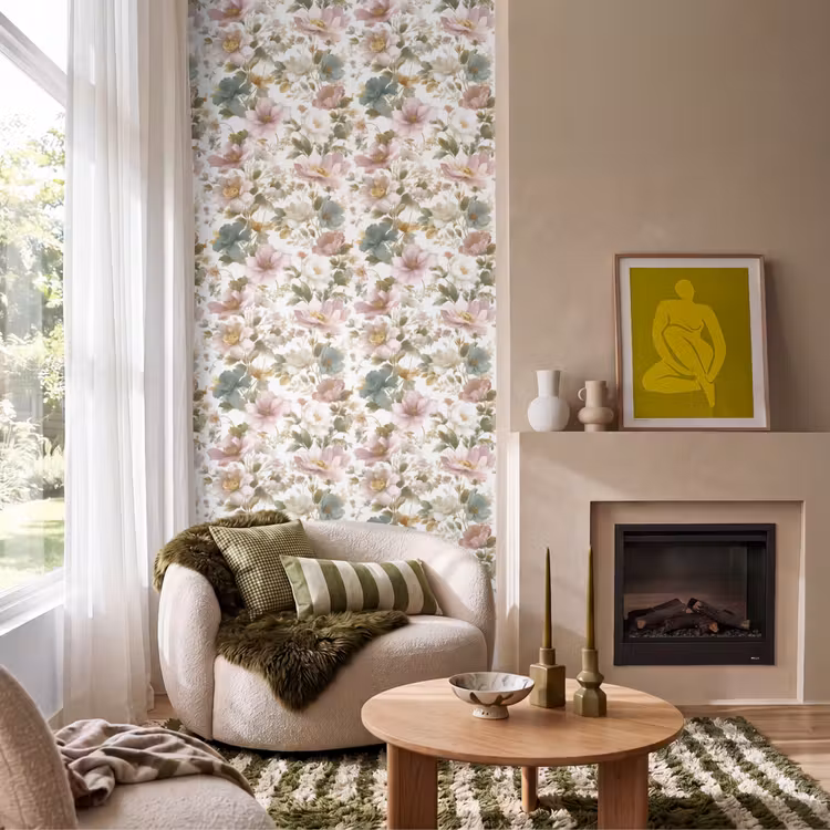 Behang - Bloemen - Patroon - Pastel — 1