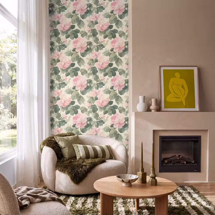 Behang - Rozen - Botanisch - Roze — 1