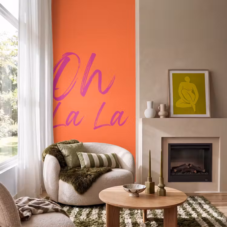 Behang - Oh la la - Oranje - Roze - Grafisch — 1