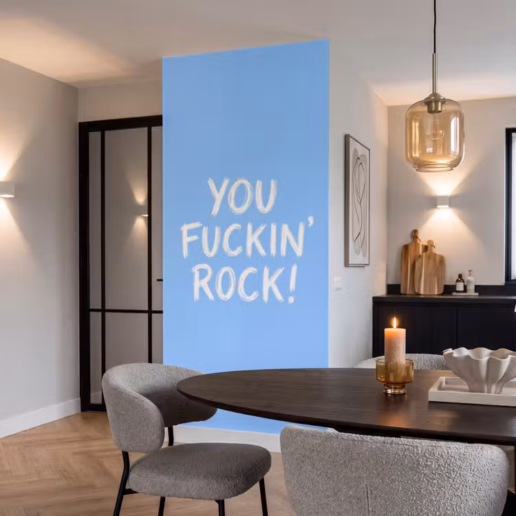 Behang - Blauw - Wit - You fuckin rock — 5