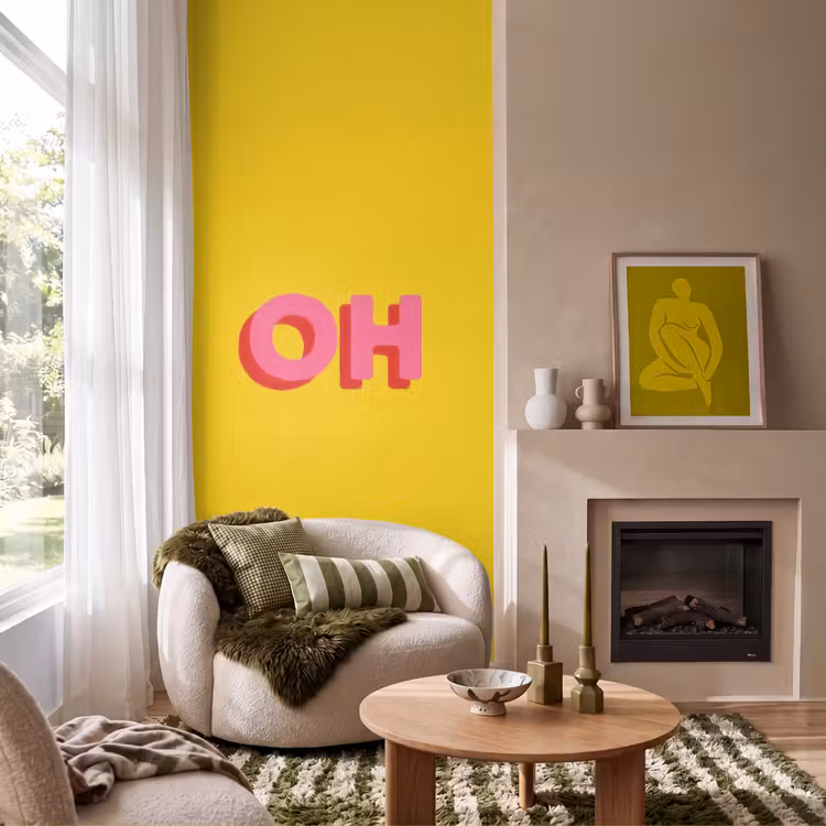 Behang - Geel - Roze - Oh - 3D — 1