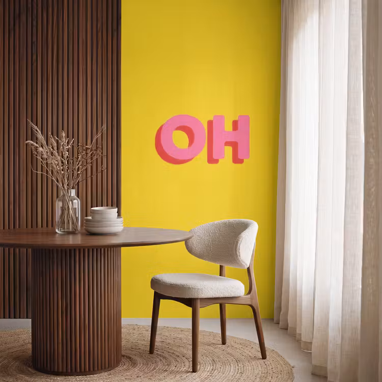 Behang - Geel - Roze - Oh - 3D — 4