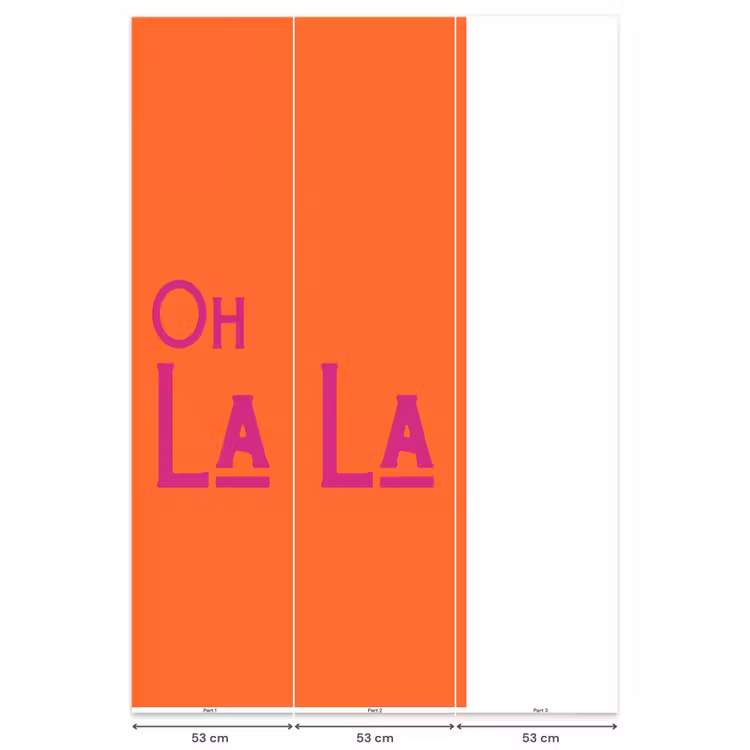 Behang - Oh la la - Oranje - Roze - Scheeflettertype — 6
