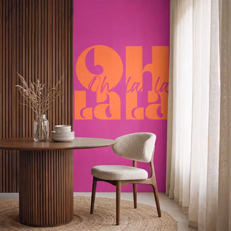 Behang - Oh la la - Roze - Oranje - Gestapelde letters — 4