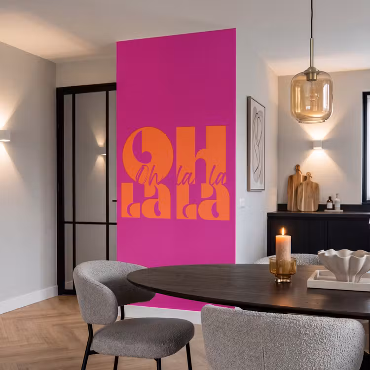 Behang - Oh la la - Roze - Oranje - Gestapelde letters — 5