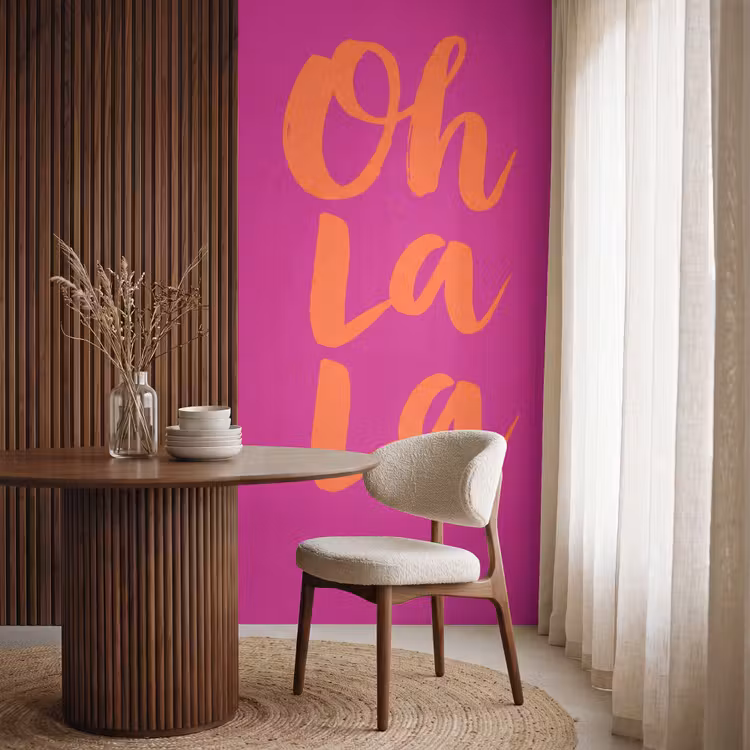 Behang - Oh la la - Roze - Oranje - Minimalistisch — 4