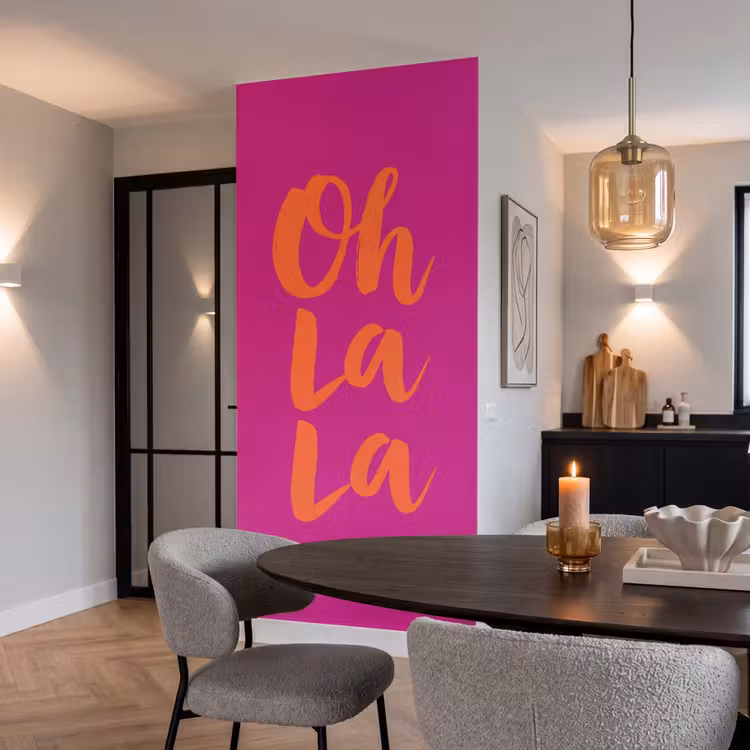 Behang - Oh la la - Roze - Oranje - Minimalistisch — 5