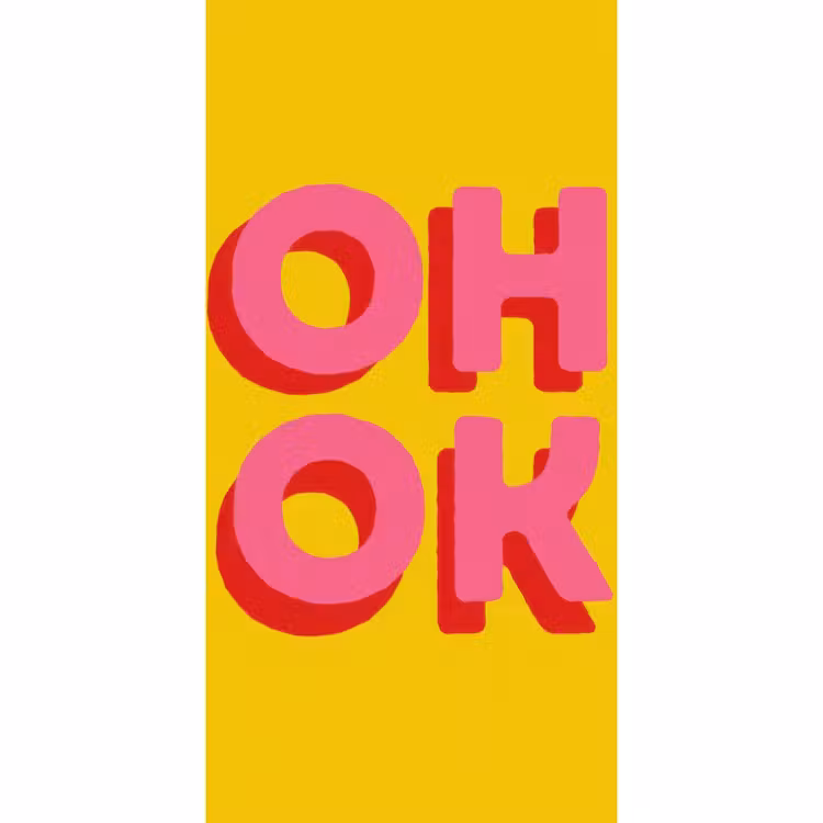 Behang - Oh ok - 3D - Geel - Roze — 2