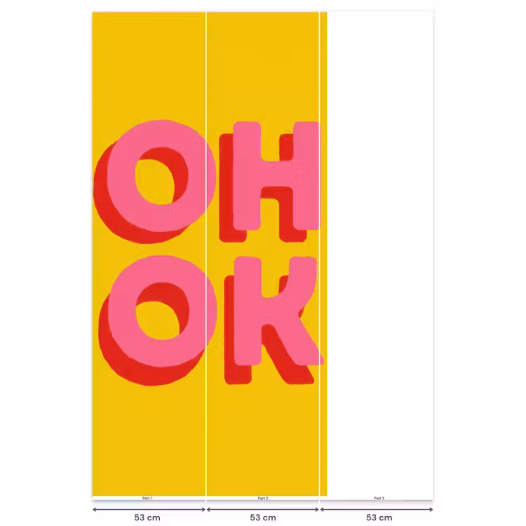 Behang - Oh ok - 3D - Geel - Roze — 6