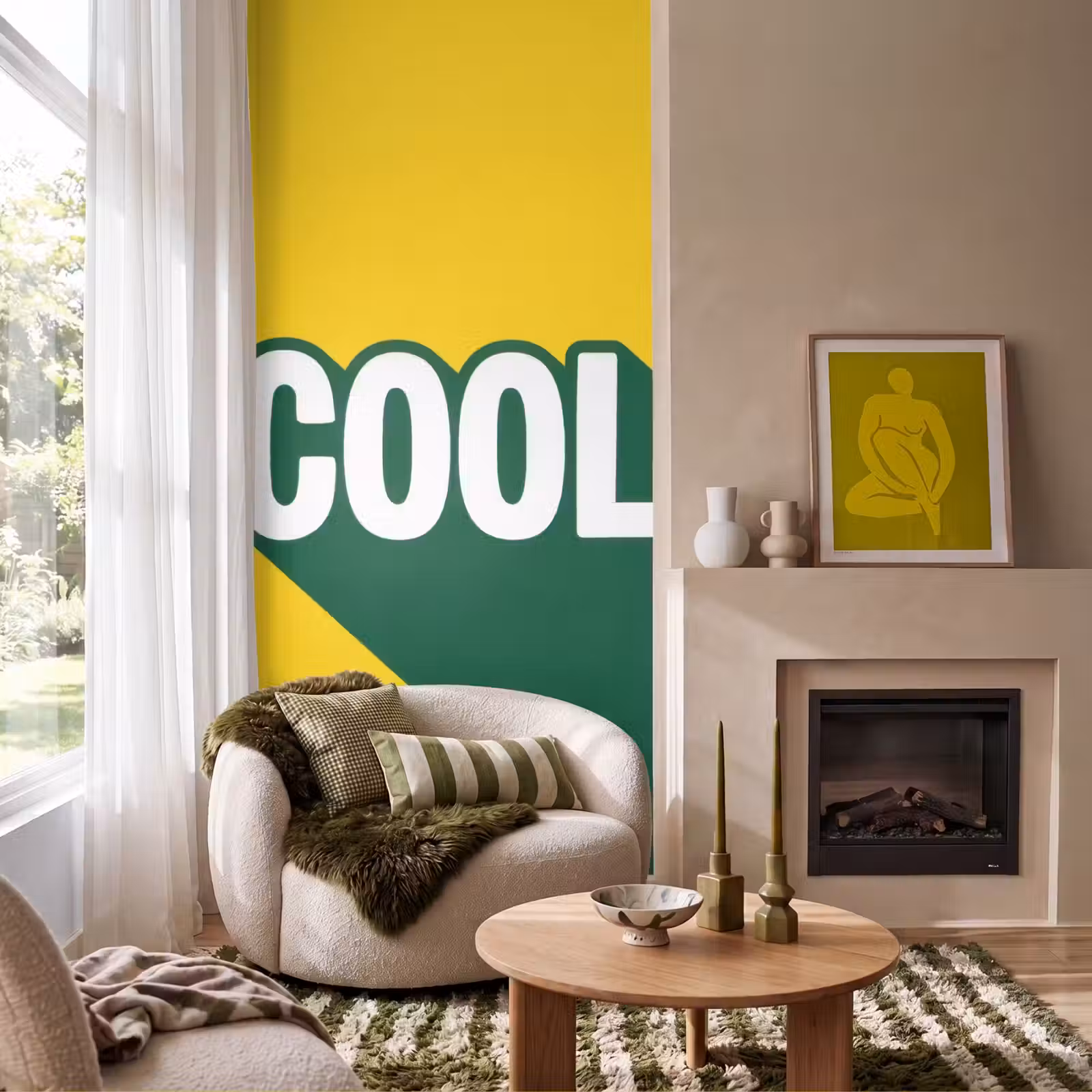 Behang - Cool - Geel - Groen — 1