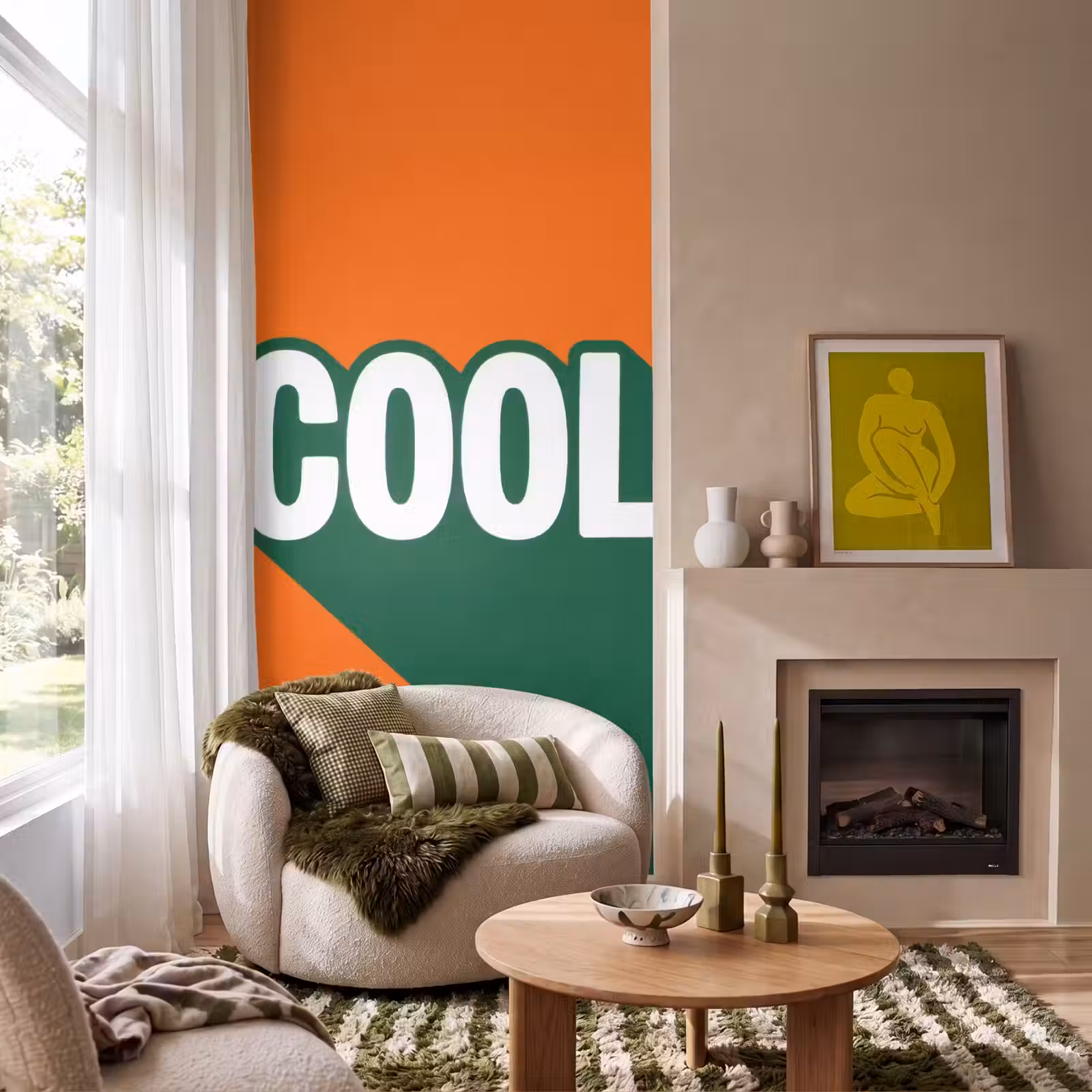 Behang - Cool - Oranje - Groen — 1