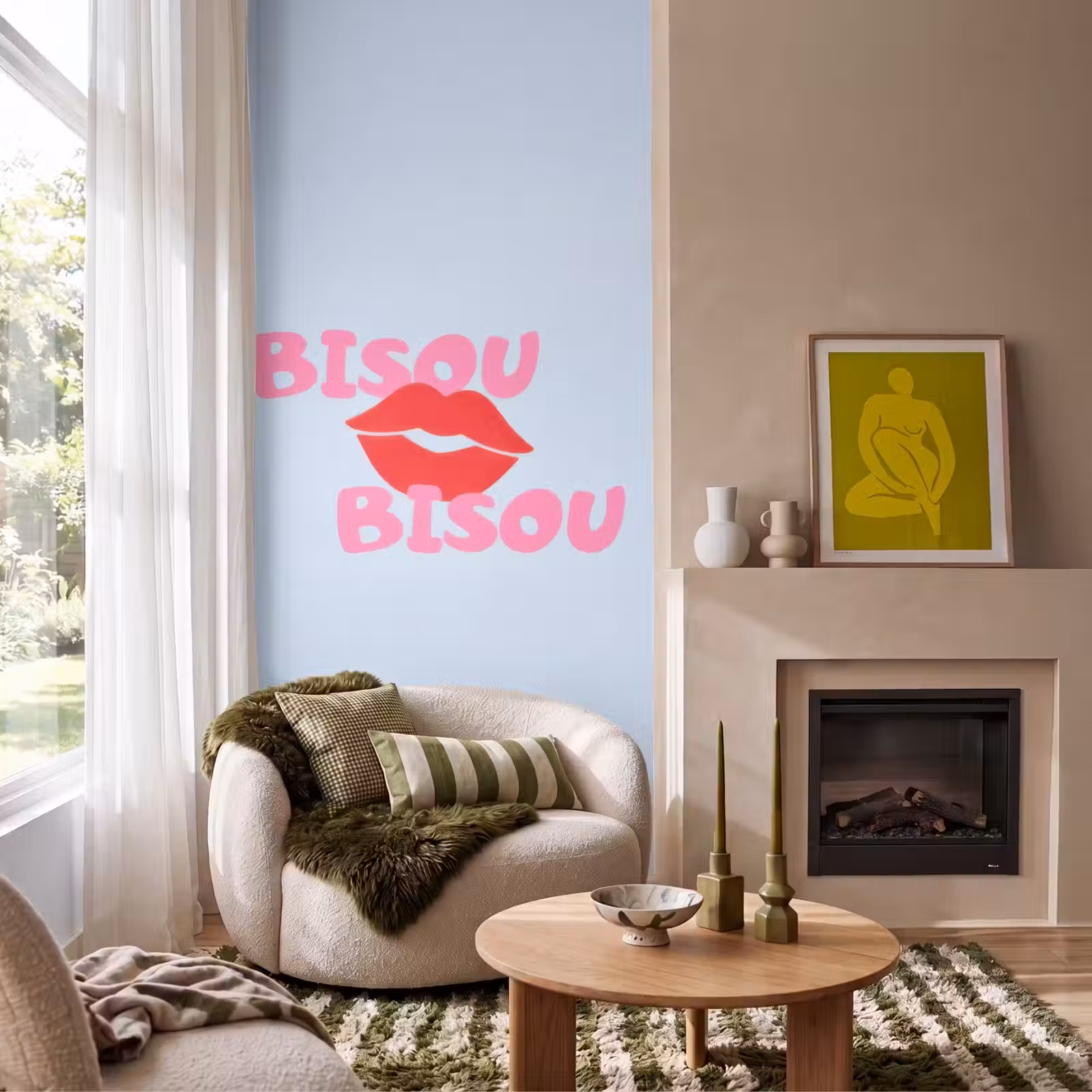 Behang - Lippen - Bisou - Blauw — 1