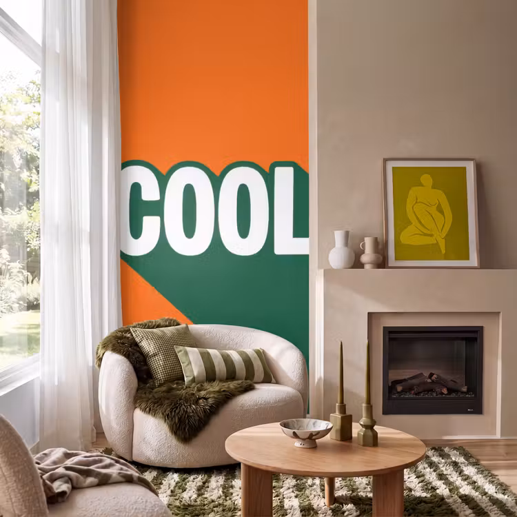 Behang - Cool - Oranje - Groen — 1