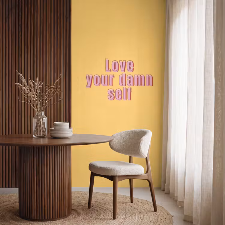 Behang - Love yourself - Roze - Geel — 4