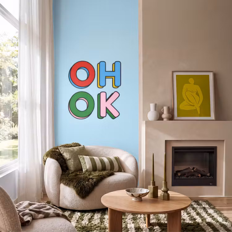 Behang - Oh ok - Blauw - Kleurrijk — 1