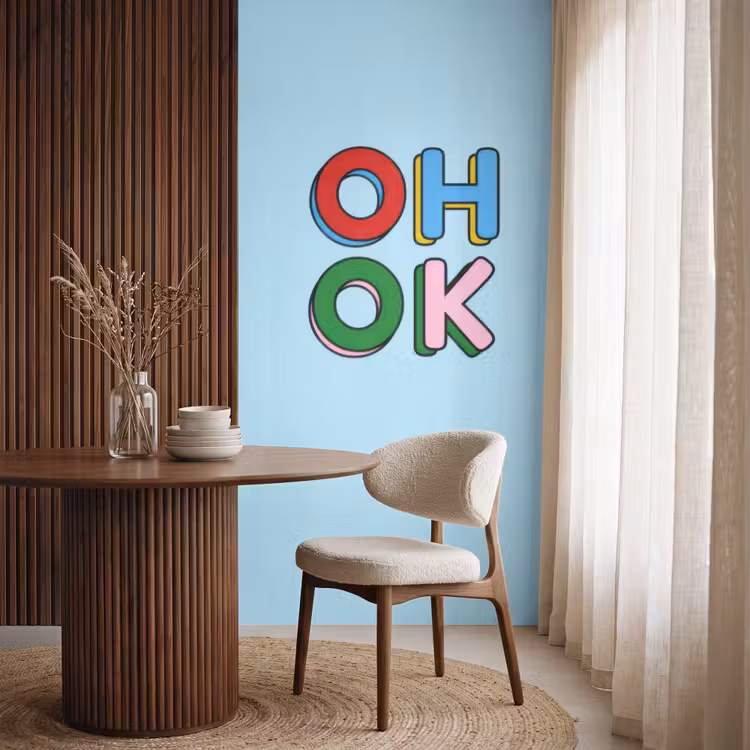 Behang - Oh ok - Blauw - Kleurrijk — 4