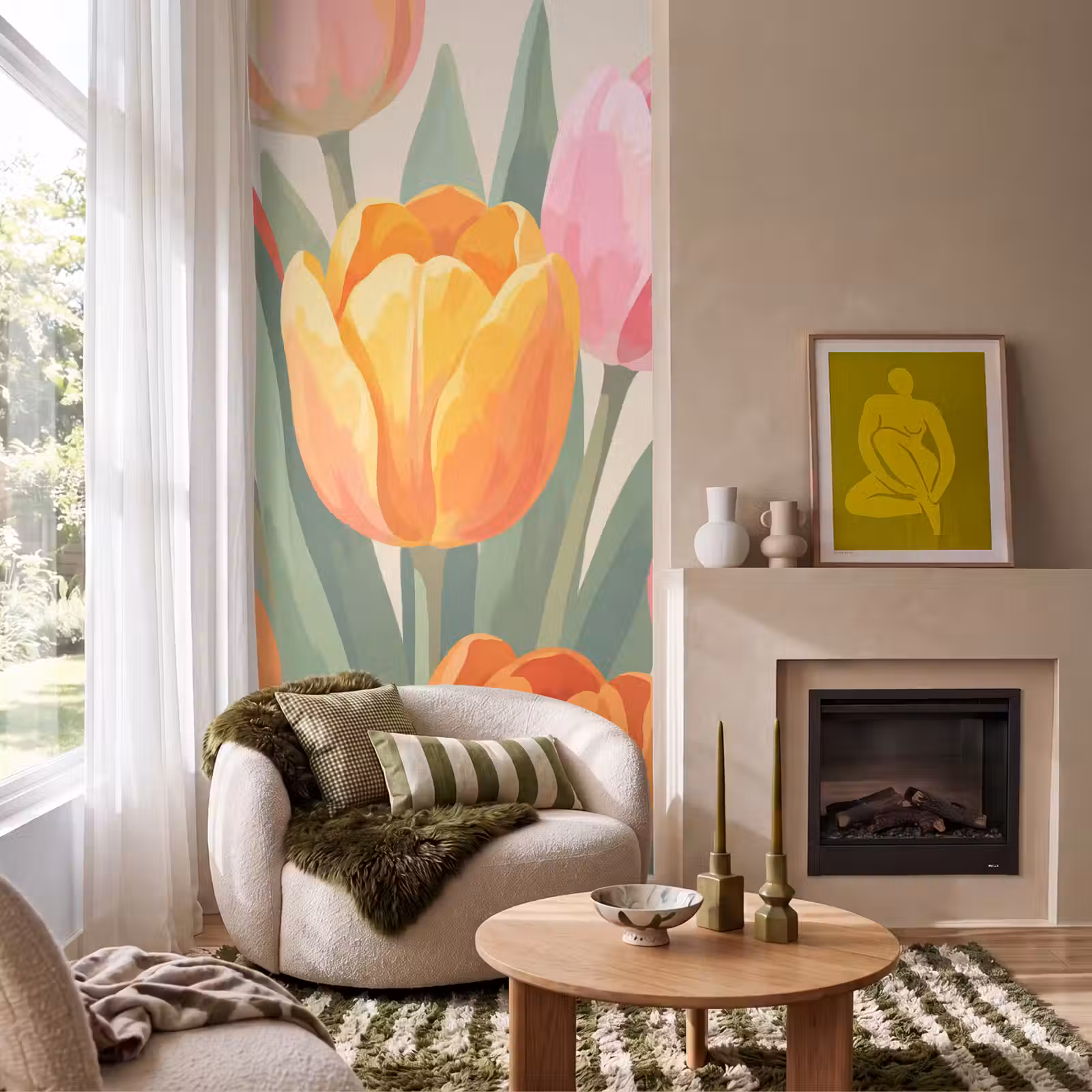Behang - Tulpen - Abstract - Kleurrijk — 1