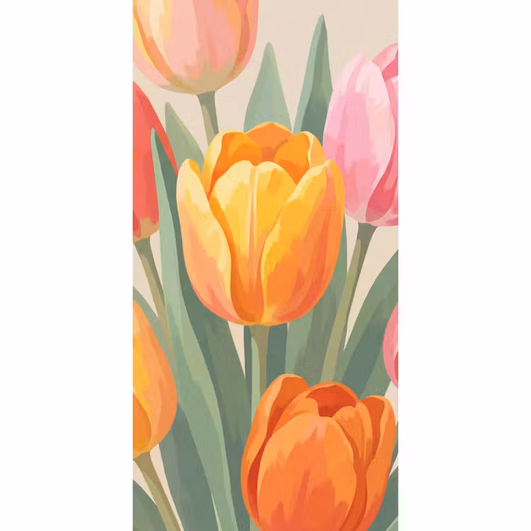 Behang - Tulpen - Abstract - Kleurrijk — 2