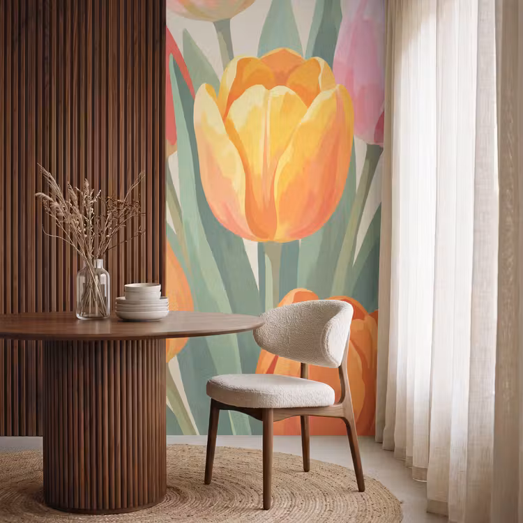 Behang - Tulpen - Abstract - Kleurrijk — 4