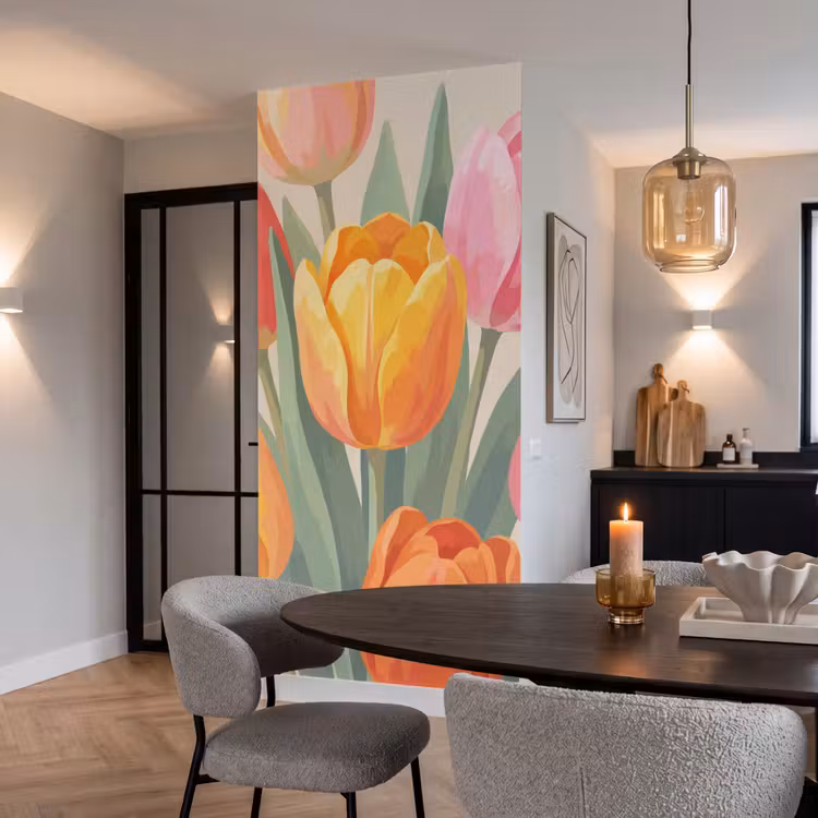 Behang - Tulpen - Abstract - Kleurrijk — 5