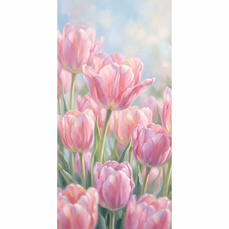 Behang - Tulpen - Veld - Lente - Roze — 2