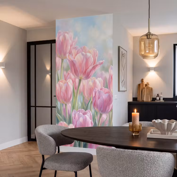 Behang - Tulpen - Veld - Lente - Roze — 5