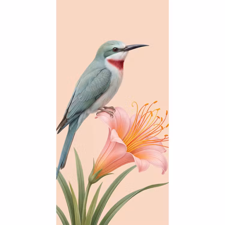 Behang - Vogel - Bloem - Natuur - Roze — 2