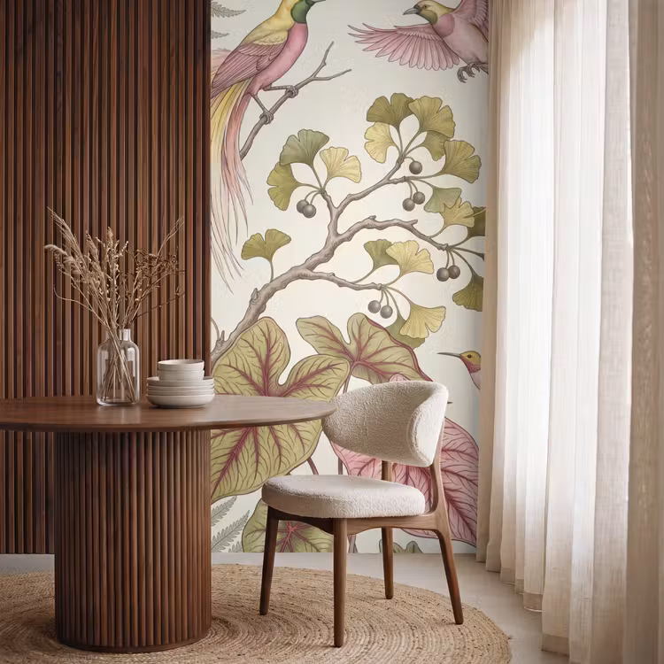 Behang - Vogels - Tropisch - Botanisch - Roze — 4