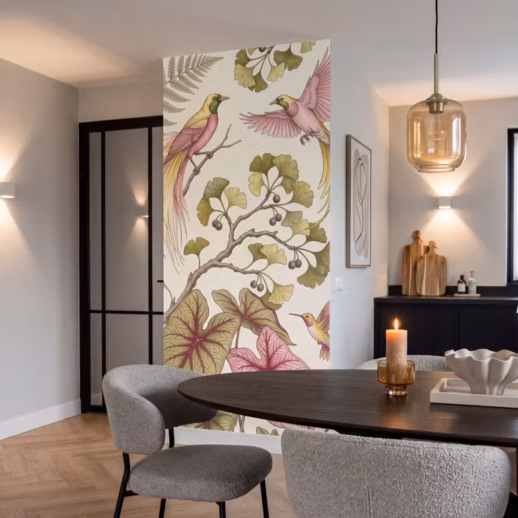 Behang - Vogels - Tropisch - Botanisch - Roze — 5