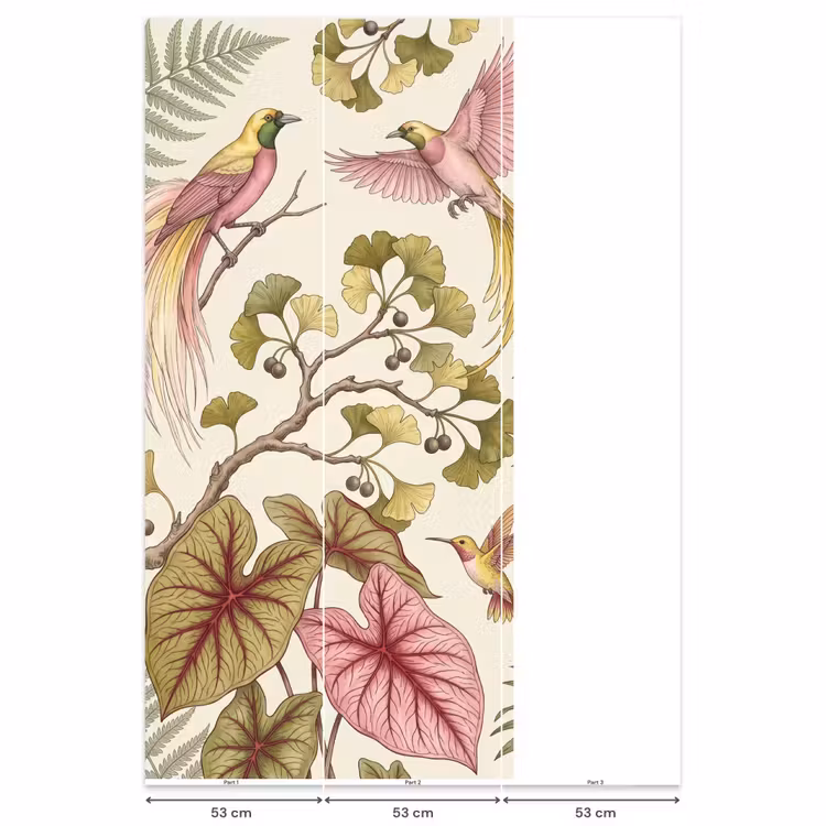 Behang - Vogels - Tropisch - Botanisch - Roze — 6