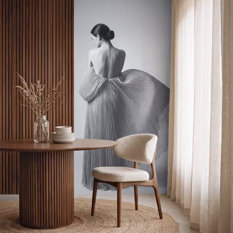 Behang - Vrouw - Rug - Textuur - Zwart - Wit - Elegant — 4