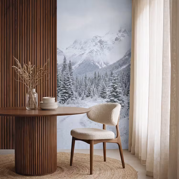 Behang - Weg - Bergen - Sneeuw - Naaldbos - Avontuurlijk — 4