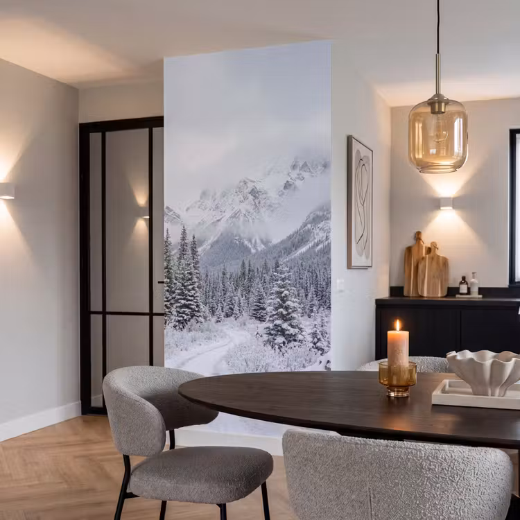 Behang - Weg - Bergen - Sneeuw - Naaldbos - Avontuurlijk — 5