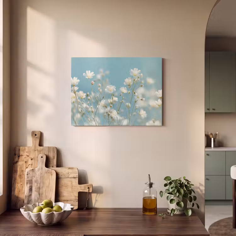 Akoestisch schilderij - Stängel – Blumen – Luft – Weiß — 4