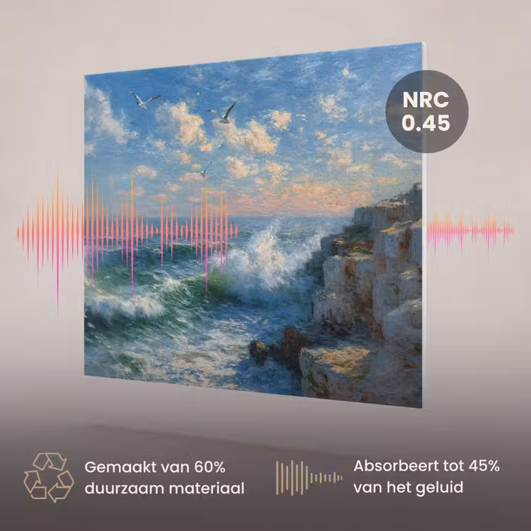 Akoestisch schilderij - Zee - Golven - Rotsen - Meeuwen — 3