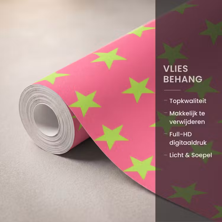 Behang - Sterren - Patroon - Roze — 3