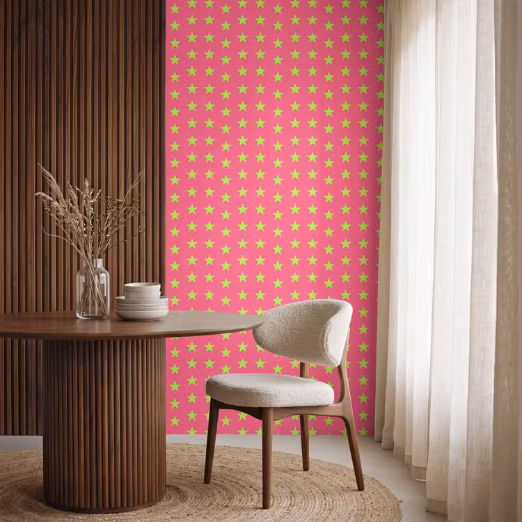Behang - Sterren - Patroon - Roze — 4