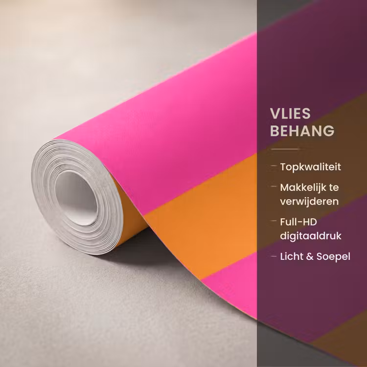 Behang - Strepen - Horizontaal - Roze — 3