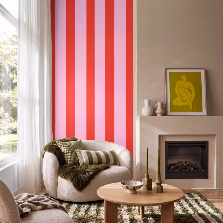 Behang - Strepen - Klassiek - Roze — 1