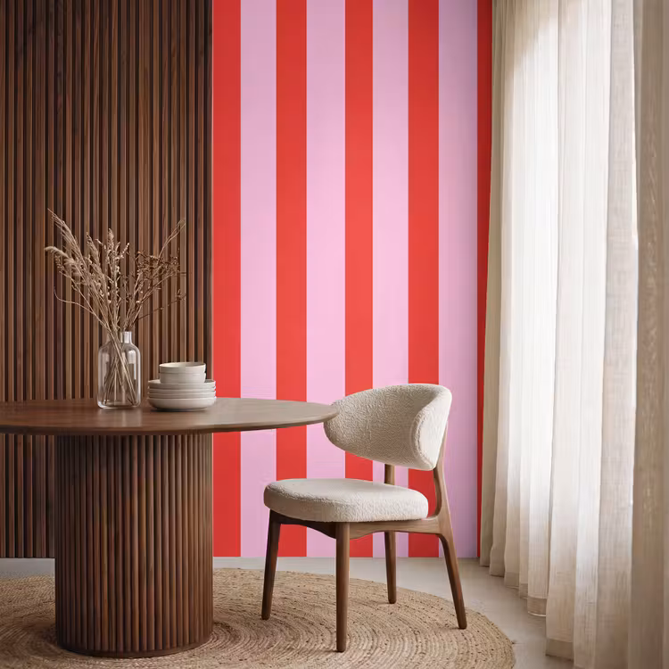 Behang - Strepen - Klassiek - Roze — 4