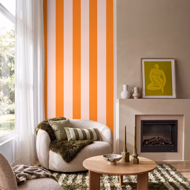 Behang - Strepen - Modern - Oranje — 1