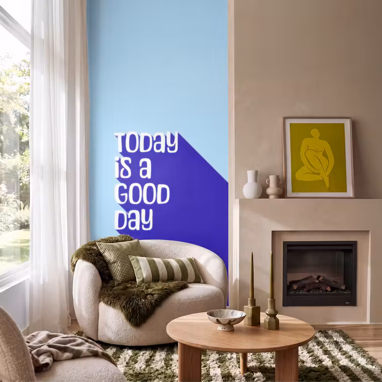 Behang - Today is a good day - Blauw - Schaduw — 1