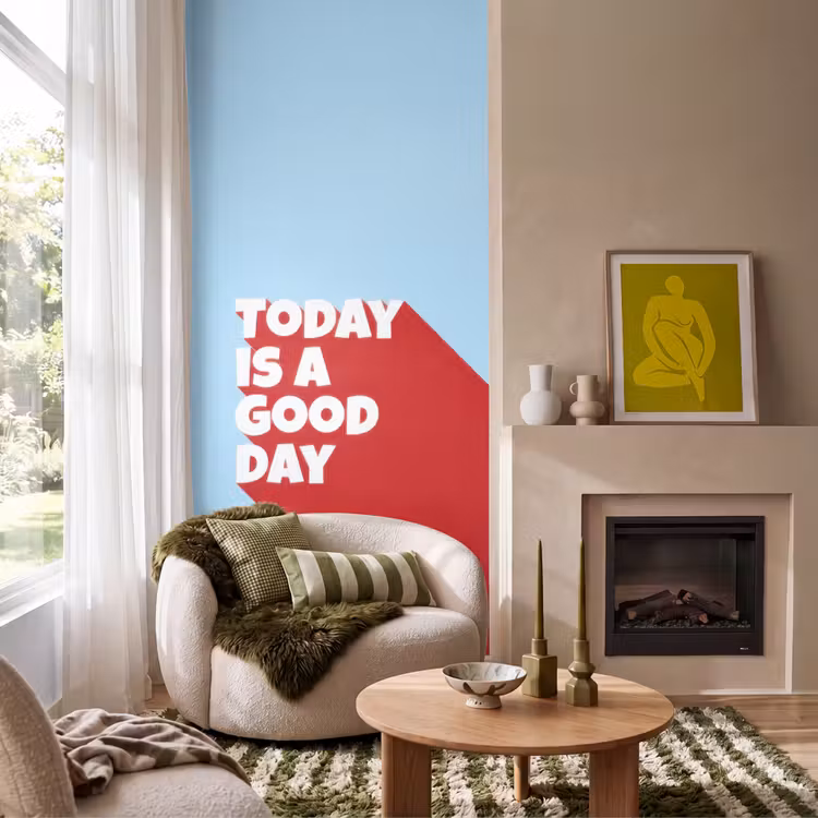 Behang - Today is a good day - Rood - lichtblauw — 1